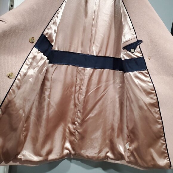 J. Crew Arianna Dusty Pink w/ Navy Collar Contrast TopCoat Wool Blend Size 10 - Picture 13 of 16